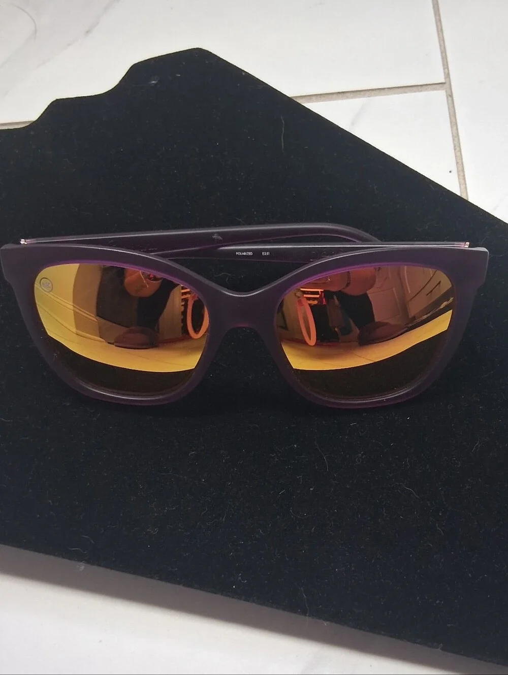 Kensie Purple Frame Sunglasses with Rose-Gold Mirror Lenses
